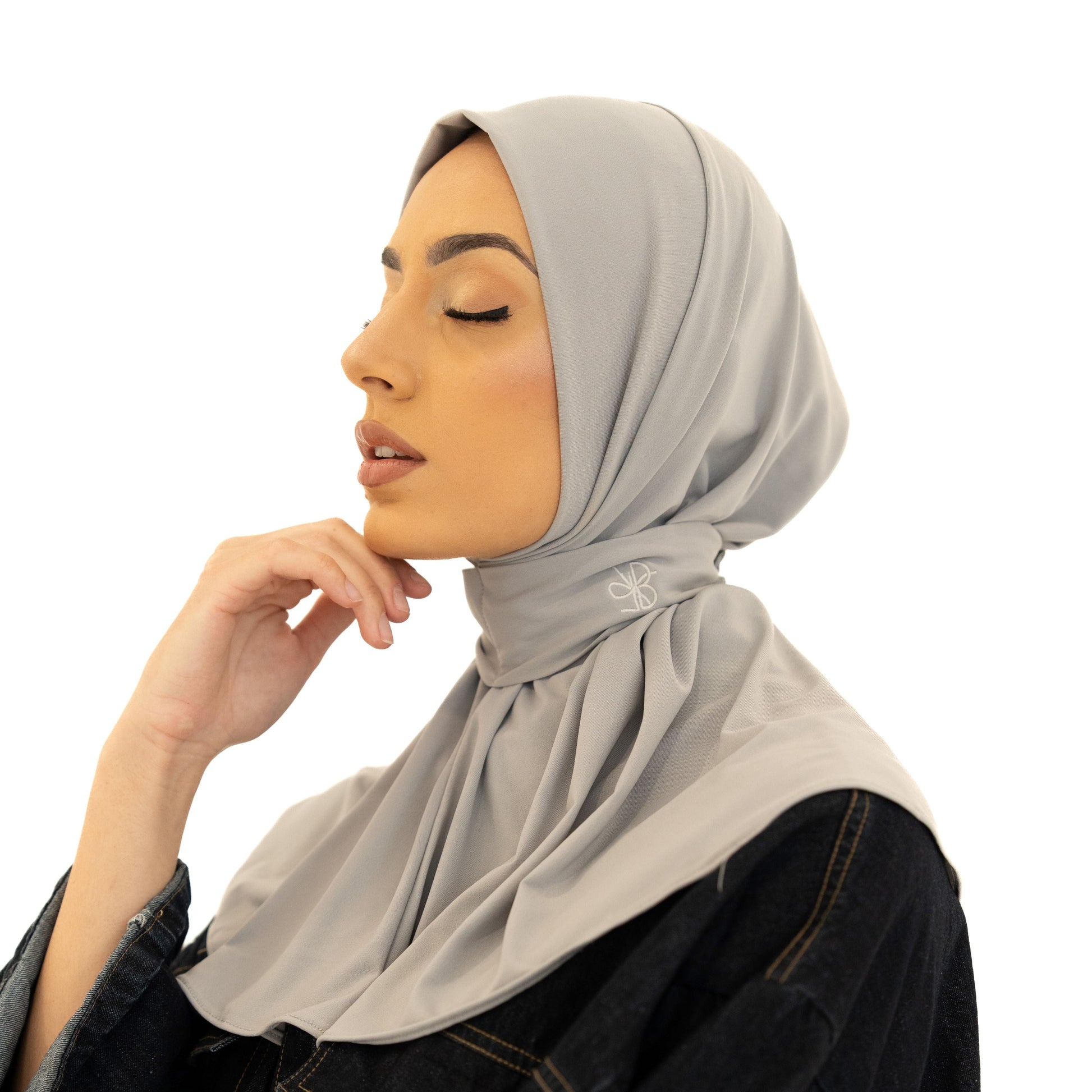 Hijab Instantané – Jersey Premium Light Grey